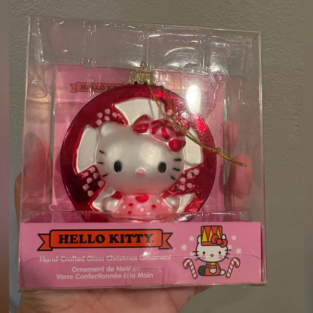 Kurt Adler Hello Kitty Hand-Crafted Glass Christmas Ornament New in Box